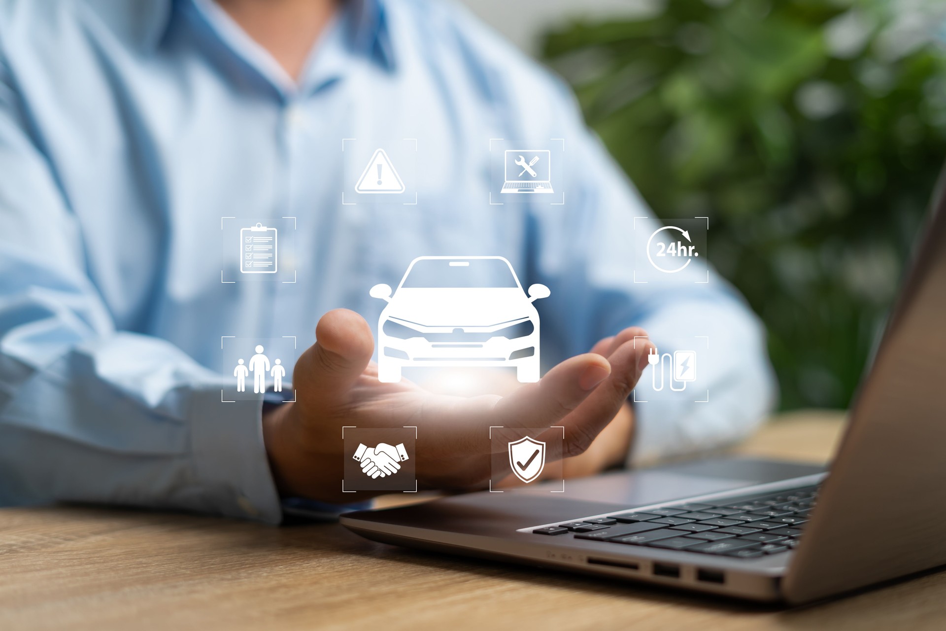 Car service technology online providing after-sales care concept, Businessman management process of Customer service, after-sales service and customer satisfaction, Insurance, Warranty, Service check